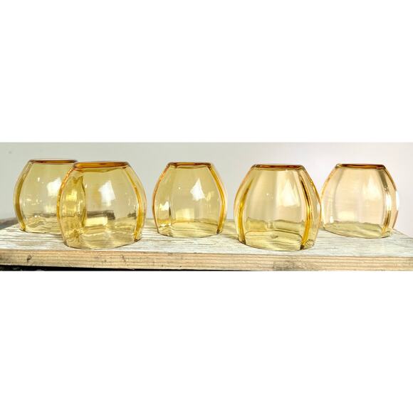 Gold Vintage Roly Poly Rocks Set of 5 Glasses - Picture 4 of 8